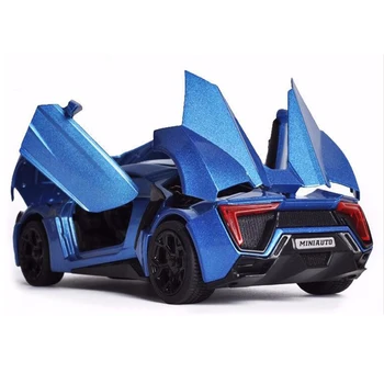 1/32 Dubai Lykan Hypersport Super Bil Sport Køretøjer Model Blå Trykstøbt Simulering Toy Hobby Collectible Kid Gave 2427