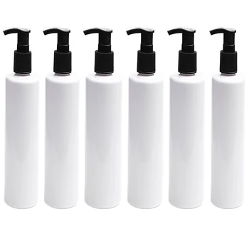 1/6 Stk 200ML Push-Type Hvide Genopfyldning Plast Pumpe Dispenser Flasker for Lotion Massage Olie Shampoo og Mere BPA/Latex Fri