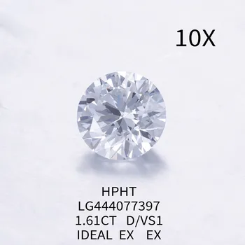 1.60 - 1.65 ct Karat D Farve VS1 Klarhed Runde HPHT Lab Vokset Diamant