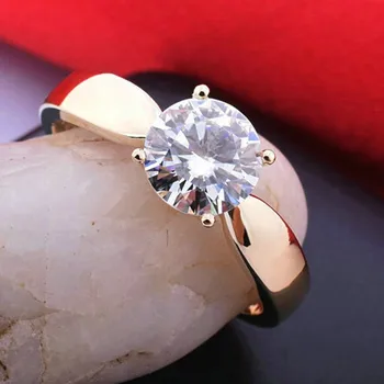 1.75 ct AAA Zircon forlovelsesringe for kvinder Steg guld farve vielsesringe kvindelige anel Østrigske Krystaller, Smykker top kvalitet 17653