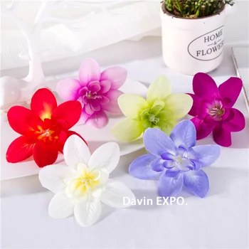 100 stk kunstig orkide multi farve silke falske blomster hoveder høj kvalitet DIY bryllup hjem dekoration scrapbog tilbehør 31262