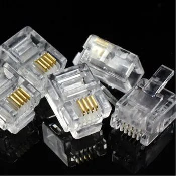 1000pcs RJ11-6P4C-Stik-Modular Plug-Gold-Plated-Crimp-på-for-Telefon-ADSL-Netværk 1275