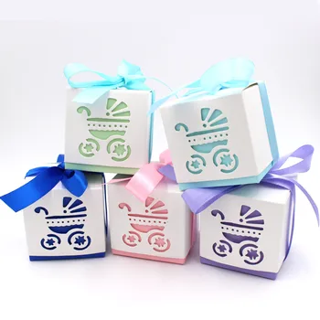 100pcs Baby Brusebad Dekoration Baby Klapvogn Candy Box Kids Fødselsdag Dreng Pige Parti til Fordel gaveæske