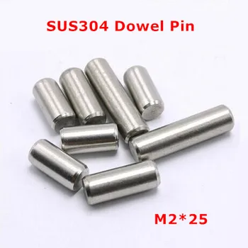 100pcs M2*25 Dia 2mm Stift Pin GB119 SUS304 rustfrit stål Cylindriske Pin-kode / Fast Sted Ud Pins