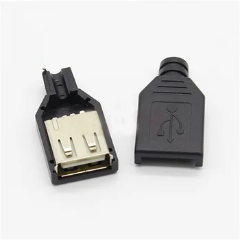 100pcs Type A hun USB 2.0 4-Pin Stik Stik Stik Med Sort plastafdækning