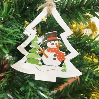 10stk Hængende Ornamenter Træ-DIY juletræ Vedhæng Klokker Santa Claus nytår Indretning Julepynt 6179