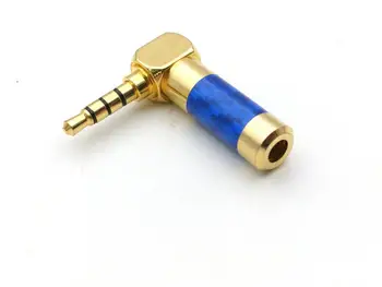 10stk kobber Stereo 4 Polet 3,5 mm 90 Graders Vinklet Stik Jack Kabel Lodde blå