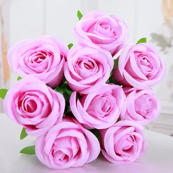 (10stk/Masse) Beige Frisk rose Kunstig silke Blomster Rigtige Touch-rose Blomster, Hjem dekorationer til Bryllup Fest eller Fødselsdag 12309