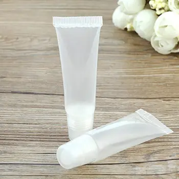 10stk/Set Genopfyldning Plast Lip Gloss Balm DIY Klart Presse Bløde Rør Flaske 4878