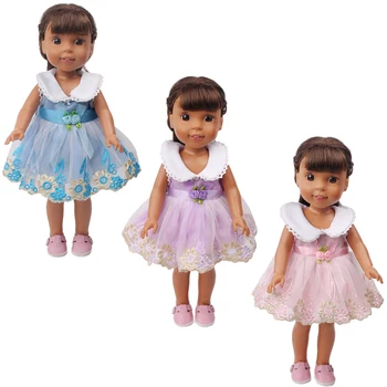 14.5 tommer Pige dukker kjole Prinsesse lace aften kjole Amerikanske nyfødte nederdel Baby legetøj gave til et barn, x22 21167