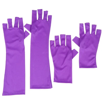 1Pair 25/40cm Nail Art Anti-ultraviolet Open-Tåede Handsker Beskyttelse UV-Lys Lampen Gel Polish Tips Søm Vanter Værktøj 444