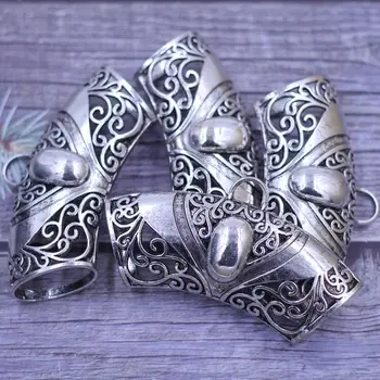 1Pc Kaution Perle Til Wrap Tørklæde Vedhæng Blomster Mønster Antik Sølv Tone i Klassisk Håndværk Smykker DIY Resultater 10x5cm