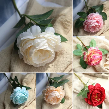 1stk Simulering pæon Western rose Kunstige plastik silke blomster Bryllup Part Brudebuket Home Decor vægdekoration blomst 23197