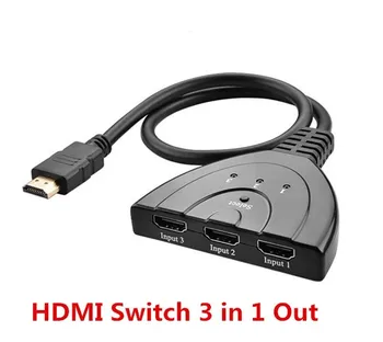 200pcs/masse*3-Port HDMI Splitter sp1080P 3D-Switcher 3x1 Auto-Switch-3-I-1-Ud Med 50 CM Pigtail Converter 1 i 3-out-Kabel 15273