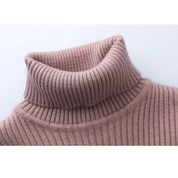 2018 Nye Rullekrave Sweater Mode Kvinder Efterår og vinter Strikkede Cashmere Sweater Og Pullovere Kvindelige Træk Femme Lang Pullover