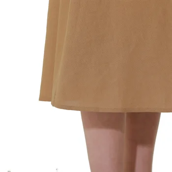 2019 Elegante Bomuld Plisseret Nederdel Trykken Høj Talje Slank Tøj til Kvinder casual Løs Kvinde Khaki Nederdel 4825