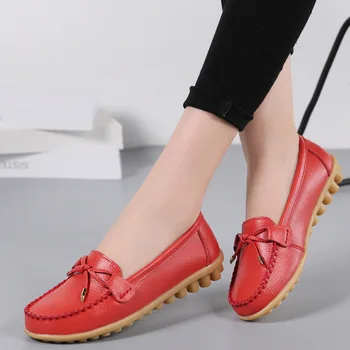 2019 Fladskærms mor sko til damer, non-slip behagelig afslappet sko kvinder kvinder lejligheder sko i ægte læder sko plus size kvinde 8463