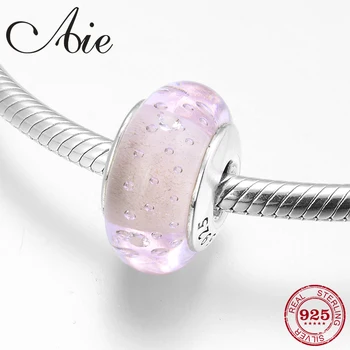 2019 Nye 925 Sterling Sølv round klar boble pink Murano Glas Perler Passer Oprindelige Europæiske Charms Armbånd Smykker at gøre 15012