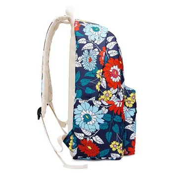 2019 Nye piger 3stk nylon vandtæt rygsæk high school studerende skoletaske stor kapacitet Slid-resistente udskrivning rejse taske 8180