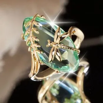 2019 Nye Rosa Guld Farve Ankomst Kreative Guldsmed Grønne Ring For Kvinder Smykker Oliven Grøn Sten Ringe Cubic Zircon Ringe