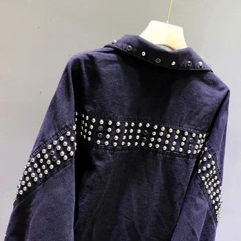 2020 Foråret Retro Nitte Kort Streetwear Frakke Kvinder Casual Black Denim Jakke i Denim Jakke, Mode Tøj til Kvinder Camperas 3849