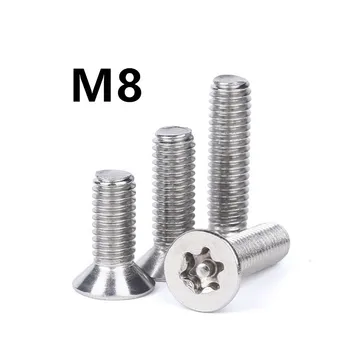 20pcs/masse M8x16/20/25/30/40/50/60mm Rustfrit stål, forsænkede hoved med torx pin skrue anti tyveri sikkerhed sikkerhed skruer