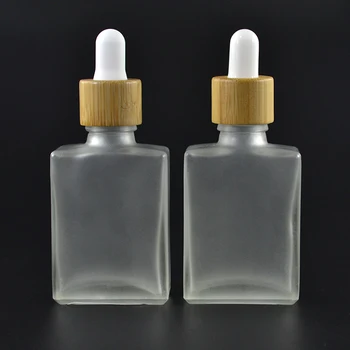 288pcs*30 ml mat sort Klar rektangulær glas dropper flasker med bambus låg til Væsentlige olie 6547