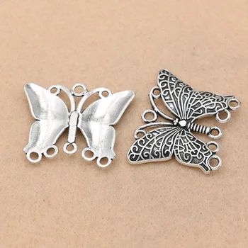 2stk Antik Silver Plated Butterfly Charms Vedhæng Smykker at Gøre Armbånd Resultater Håndværk Tilbehør 33x28mm 1860