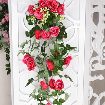 2STK Kunstig Rose Blomst Guirlander Faux Steg Hængende Blomster Vinstokke Væggen Blomst Guirlander Til Indretning Ny