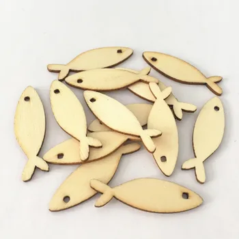 300pcs 37x11mm Naturlige Træ Havets Fisk Chips Dekorationer DIY Håndværk Toppers Cardmaking Til Scrapbooking, boligindretning, Kunst 48189