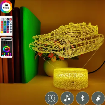 3D LED Nat Lys Tiger Tank Gaver til Militære Fans Kids Room Dekoration Farve Skiftende Akryl Bord Lampe Bluetooth Højttaler