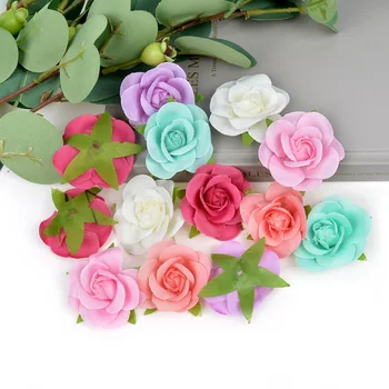 5pcs Kunstig Rose Blomster Bruden Bryllup Hjem Udsmykning DIY julefrokost Krans Hjem Have gaveæske Slik Falske Blomster