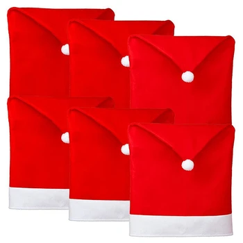 6 Stk Jul stolebetræk Santa Hat stolebetræk til Spisestue Ferie Julepynt Red 2021
