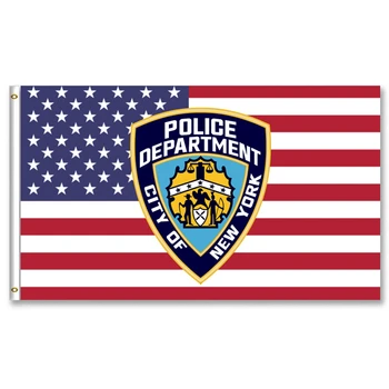 60x90cm/90x150cm/120x180cm Usa flag med New York Police Department NYPD USA skjold 3x5ft 150x90cm brugerdefinerede flag