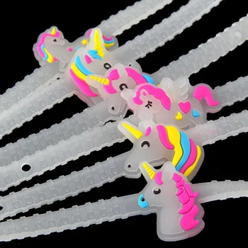 6stk/masse top kvalitet DIY PVC unicorn børne-armbånd silikone glød i mørke armbånd anime tegnefilm sports armbånd Gaver 2412