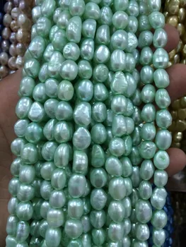 8-9MM Lys Blå Malakit Grøn ferskvandsperle løse perler 14 