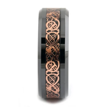 8mm Sort Keramisk Guld Dragon Ring Mænd, Kvinder, Tilbehør Finger Mode Smykker Løfte Bryllup Engagement bague ceramique 5251