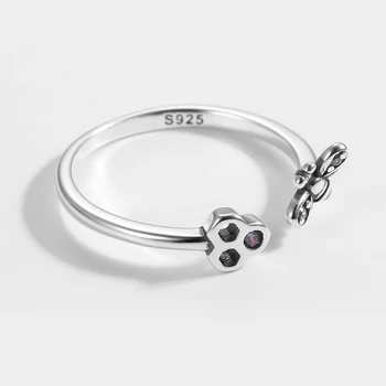 925 Sterling Sølv Oxid Ring Bee Zircon Søde Stilfulde Åbning Ring Fine Smykker Gave Sølv Fingerringe for Kvinder 11930