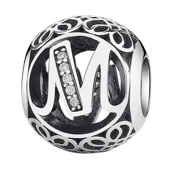 925 Sølv Brev Alfabetiske Tegn Charms Perler for Kvinder Bryllup Oprindelige Sterling Armbånd Armbånd Mode Smykker DIY 3454