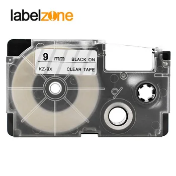9mm*8m XR-9X Sort på Klar Laminerede Label Tape Kompatibel for KL60 KL100 KL120 KL750 KL780 KL820 KL7000 KL-7200 Label Printer 13089