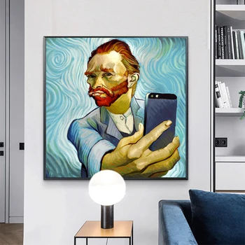 Abstrakt Kunst på væggene, Plakater Og Prints Selfie Af telefonen Sjove Lærred Malerier Portræt Af Van Gogh-Billeder Hjem Indretning 257