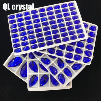 ALLE Størrelse QL Crystal 2018 populære Smykker blå Dråber Sy På Crystal Sten Syning På Rhinestone 2 Huller DIY Beklædningsgenstand, Kjole Gør 1327