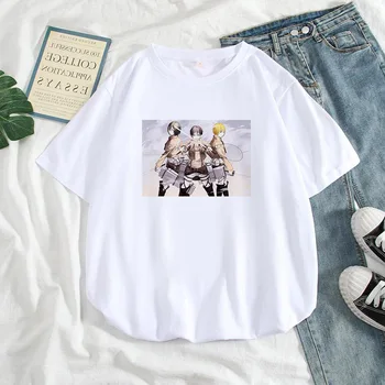 Angreb på Titan animationsfilm t-shirt kvinder 2021 nye sommer casual kortærmet tshirt femme søde streetwear t-shirt kvinde tøj top 1488