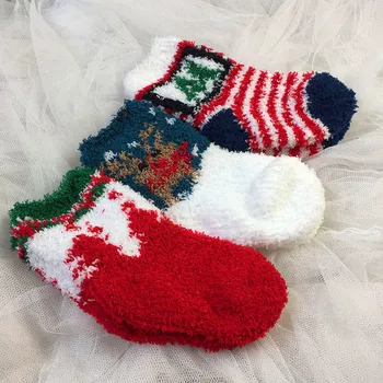 Baby Kids Socks 1~7 Y Baby Jul sokker vinteren børn coral velvet sokker