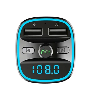 Bil-Mp3-Afspiller, Bluetooth 5.0 Modtager FM Transmitter Dual USB biloplader U disk & TF Kort Lossless Musik Afspiller