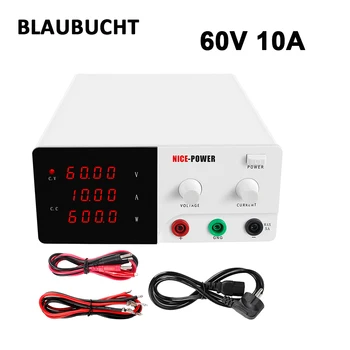 BLAUBUCHT Lab DC Strømforsyning Justerbar 60V 10A Skifte Bænk Kilde Digital Spænding 4-cifret Skifte 0.001 En 0.01 V 0.001 W 220 V 43514