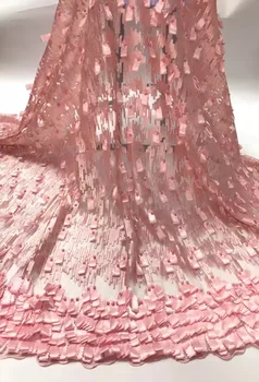 Blød Nigerianske Lace Fabrics Til Bryllup 2019 Uovertruffen 3D Blonde Stof High-End Broderet Håndlavet fransk Blonde Stof J
