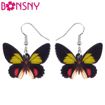 Bonsny Akryl Blomster Elegante Butterfly Øreringe Big Heart Drop Mode Insekt Smykker Til Kvinder, Piger, Damer Teens Engros 2287