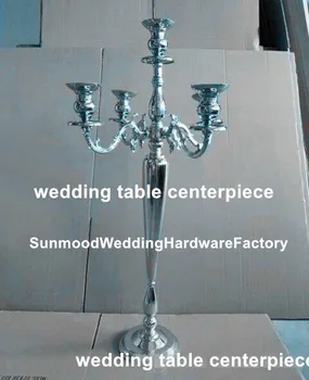Bryllup crystal globe centerpieces 5 arm fyrfadsstage metal, guld eller splint kandelabre