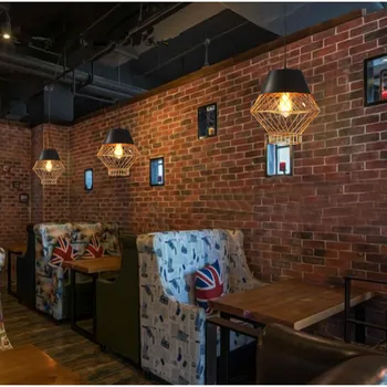 Bur-Pendel Cafe Dekoration Lampe Gratis Fragt LOFT Strygejern Amerikansk Undersøgelse Soveværelse Bar, Opholdsstue, Restaurant Metal